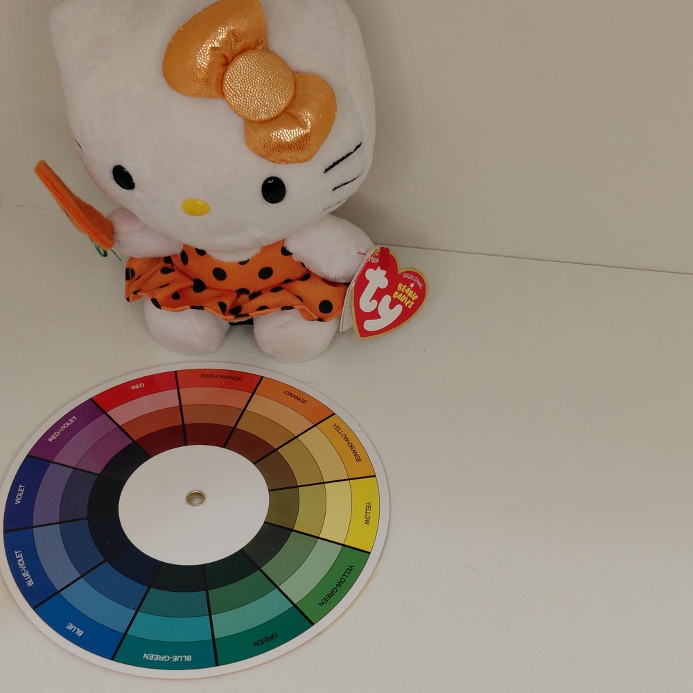 Ty Hello Kitty Plush Orange Polka Dress, Metallic Bow by Beanie Babies Company - Picture 12 of 13